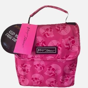 NEW Betsey Johnson Pink Skull Print Travel Lunch Bag $38 Retail